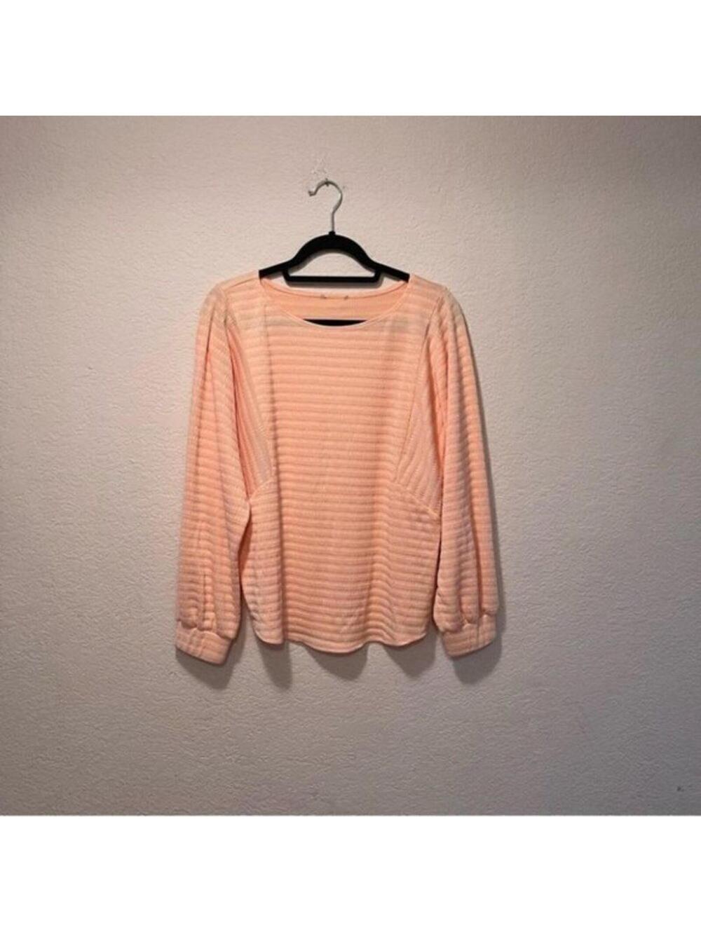 H&M Peach Textured Sweater Top Soft Lightweight Pullover Size M - Picture 3 of 7